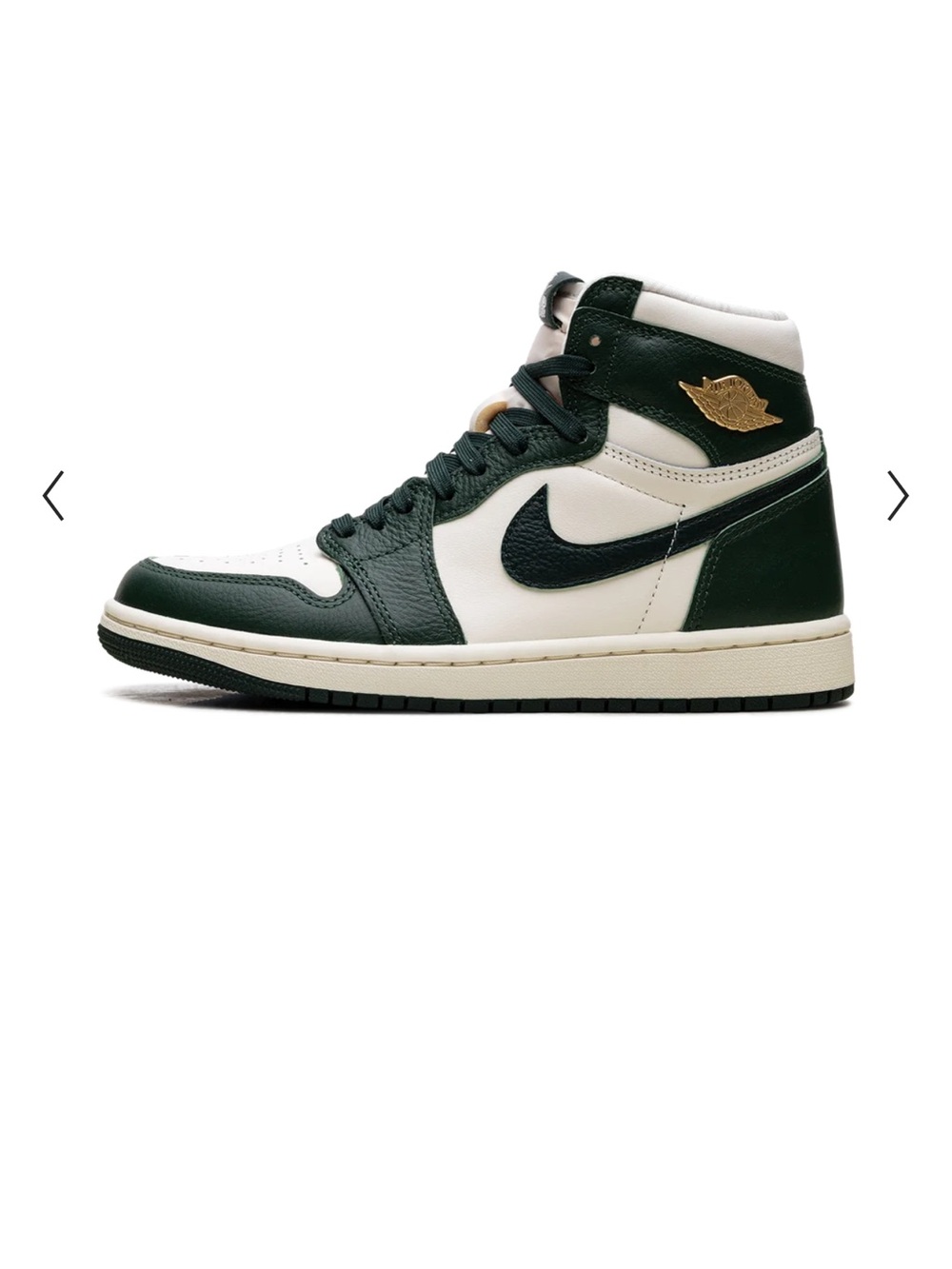 Nike Men’s High-Top Sneakers in White and Dark Green with Gold Accent